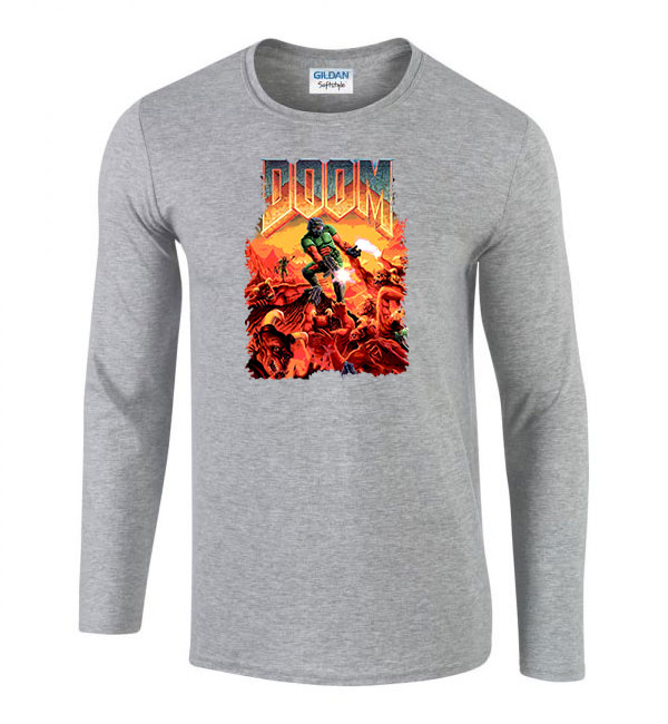 doom Sportszürke Férfi Hosszú Ujjú Póló
