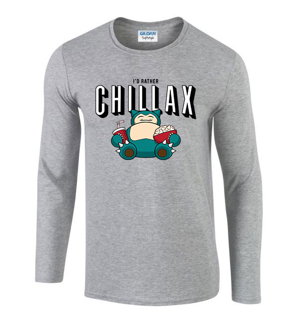 snorlax chillax Sportszürke Férfi Hosszú Ujjú Póló