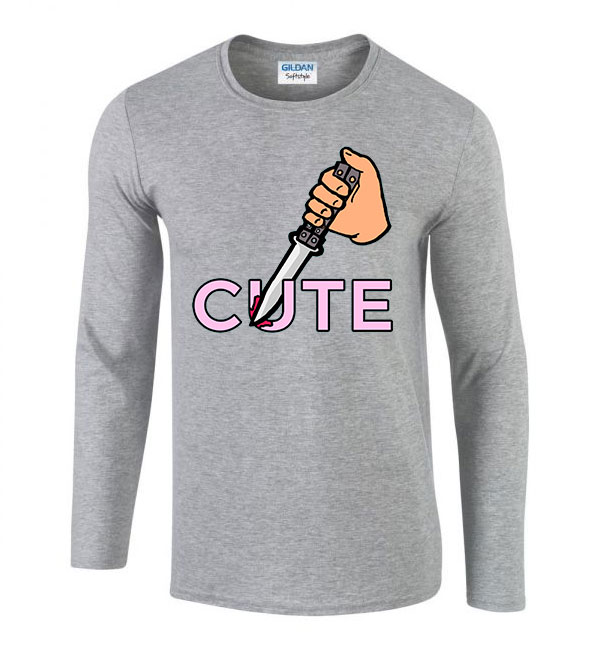 cute psycho psziho kés Sportszürke Férfi Hosszú Ujjú Póló