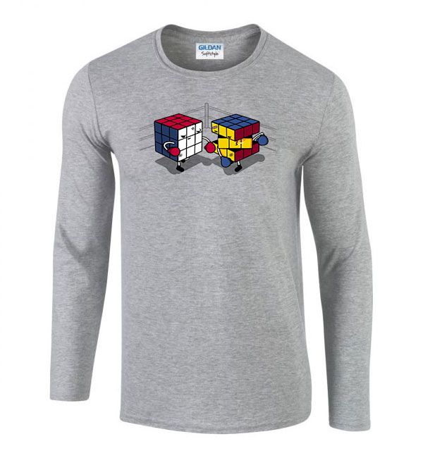 rubik kocka rubics cube Sportszürke Férfi Hosszú Ujjú Póló