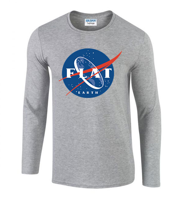 flat earth nasa Sportszürke Férfi Hosszú Ujjú Póló