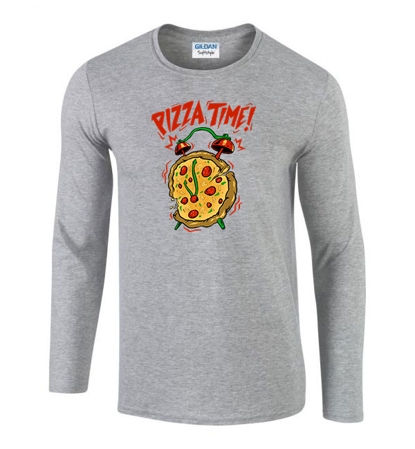 pizza time  Sportszürke Férfi Hosszú Ujjú Póló
