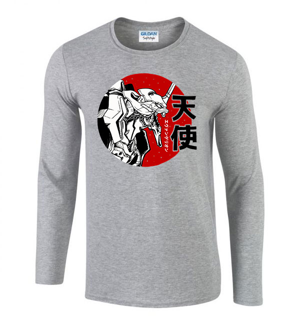evangelion Sportszürke Férfi Hosszú Ujjú Póló