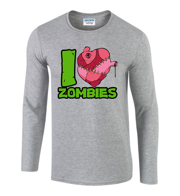 zombi zombis Sportszürke Férfi Hosszú Ujjú Póló