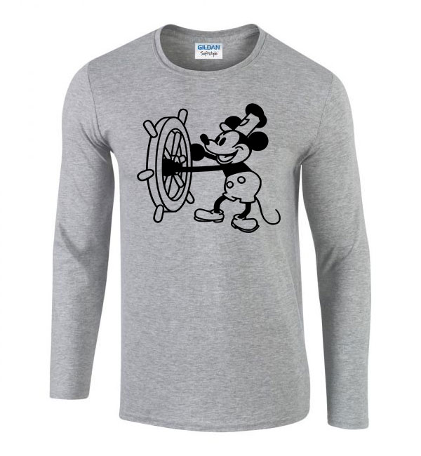 retro mickey egér steamboat willie Sportszürke Férfi Hosszú Ujjú Póló