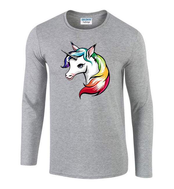 unikornis unicorn Sportszürke Férfi Hosszú Ujjú Póló