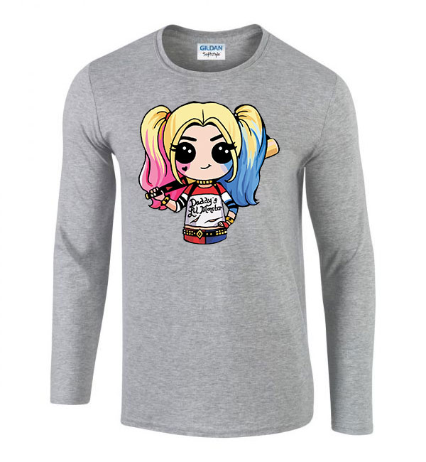 chibi harley quinn Sportszürke Férfi Hosszú Ujjú Póló