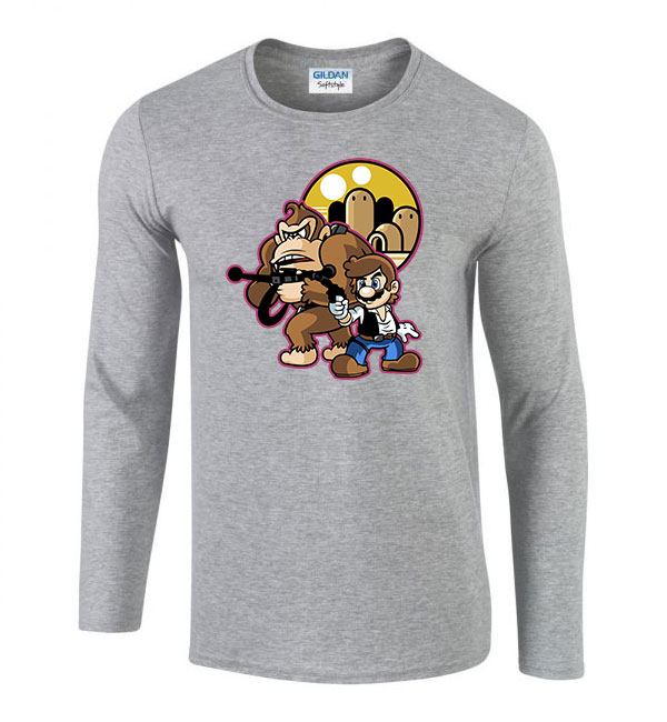 super mario donkey kong han solo Sportszürke Férfi Hosszú Ujjú Póló
