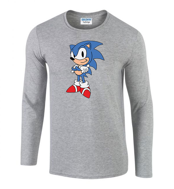 sonic Sportszürke Férfi Hosszú Ujjú Póló