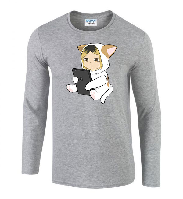 kenma kozume haikyuu Sportszürke Férfi Hosszú Ujjú Póló