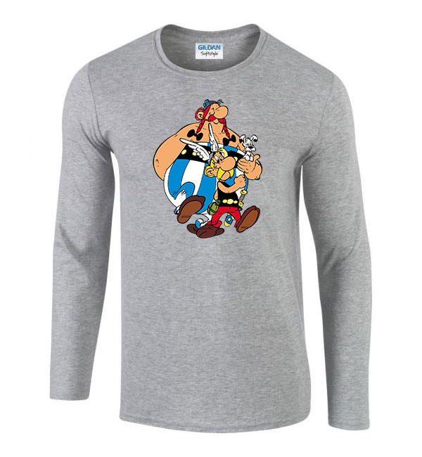 Asterix és Obelix Sportszürke Férfi Hosszú Ujjú Póló