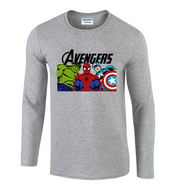 avengers bosszúállók hulk pókember amerika kapitány Sportszürke Férfi Hosszú Ujjú Póló