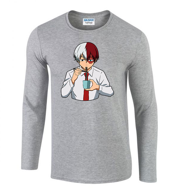 todoroki shoto Sportszürke Férfi Hosszú Ujjú Póló
