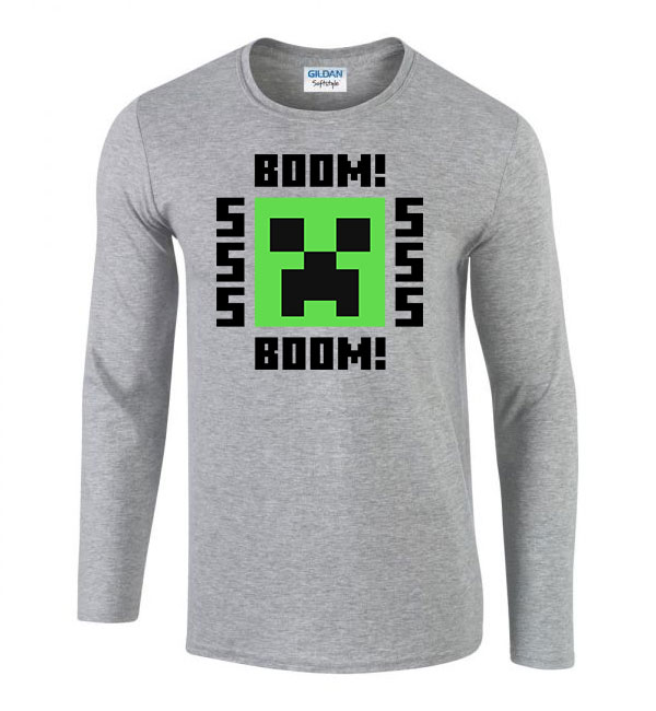 minecraft creeper Sportszürke Férfi Hosszú Ujjú Póló