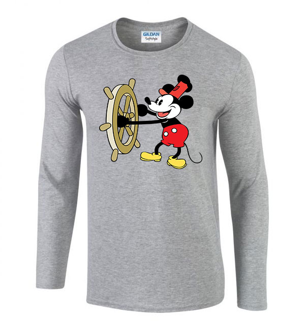 steamboat willie mickey egér Sportszürke Férfi Hosszú Ujjú Póló