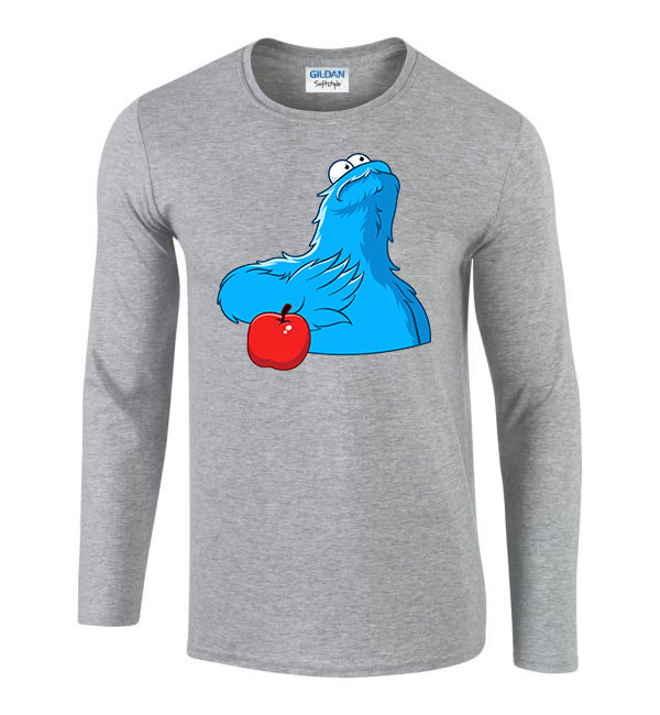 sütiszörny cookie monster alma Sportszürke Férfi Hosszú Ujjú Póló