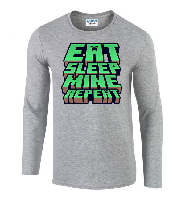 minecraft Sportszürke Férfi Hosszú Ujjú Póló