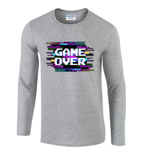 game over gamer Sportszürke Férfi Hosszú Ujjú Póló