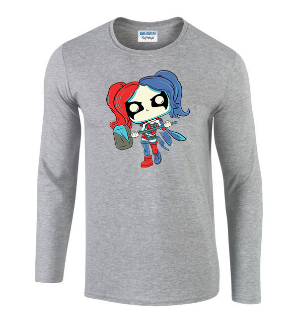harley quinn Sportszürke Férfi Hosszú Ujjú Póló
