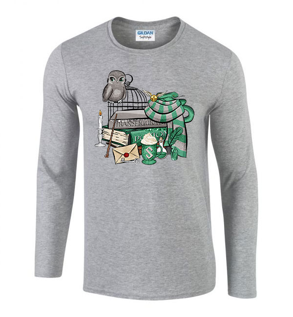 harry potter slytherin mardekár Sportszürke Férfi Hosszú Ujjú Póló
