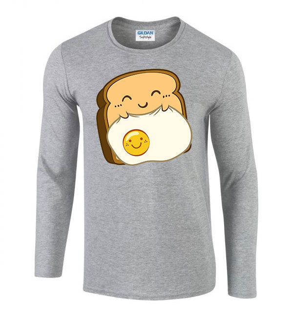 toast kenéyr tojás humor Sportszürke Férfi Hosszú Ujjú Póló