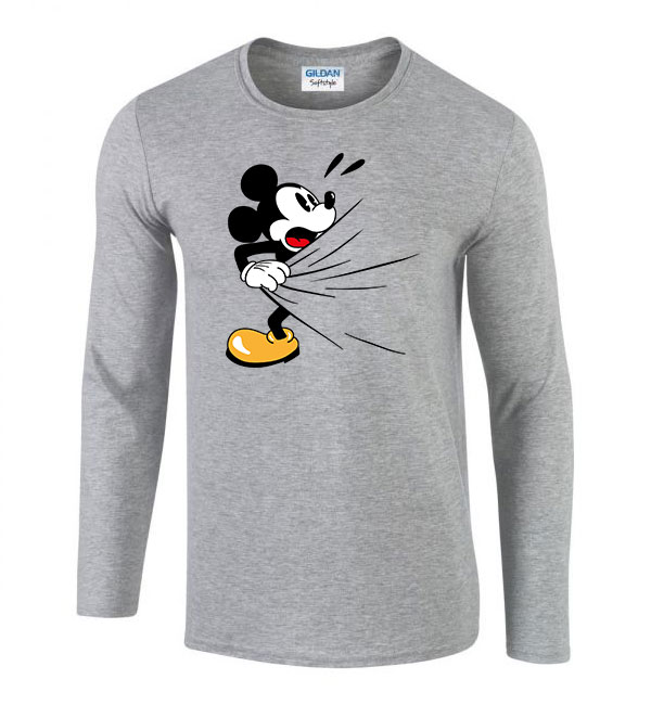 mickey egér zuhanyzik Sportszürke Férfi Hosszú Ujjú Póló