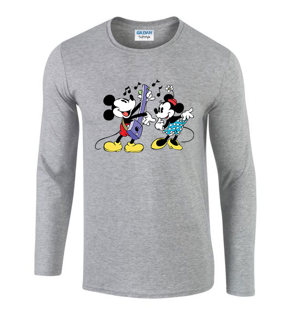 mickey és minnie egér Sportszürke Férfi Hosszú Ujjú Póló
