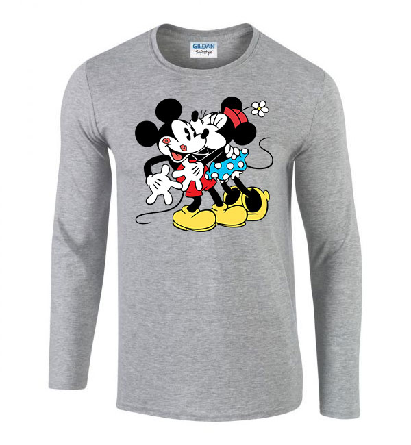 mickey és minnie egér Sportszürke Férfi Hosszú Ujjú Póló