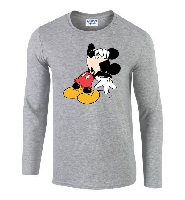 mickey egér  Sportszürke Férfi Hosszú Ujjú Póló