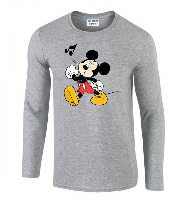 mickey egér fütyül Sportszürke Férfi Hosszú Ujjú Póló