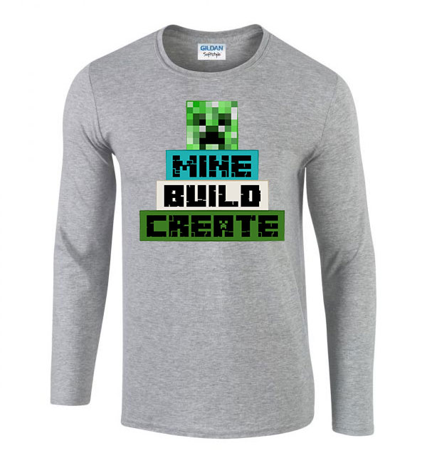 minecraft creeper Sportszürke Férfi Hosszú Ujjú Póló
