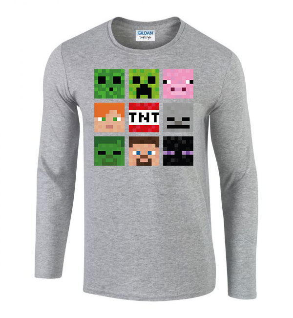 minecraft creeper slender man Sportszürke Férfi Hosszú Ujjú Póló