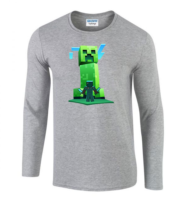 creeper minecraft Sportszürke Férfi Hosszú Ujjú Póló