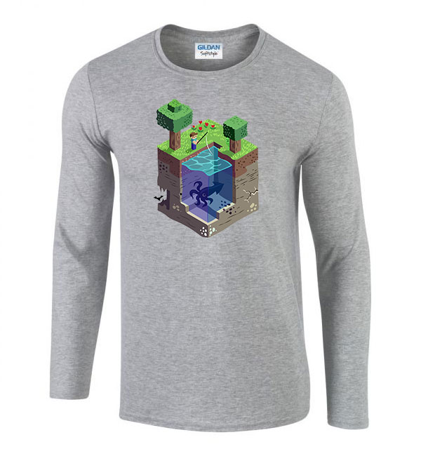 minecraft Sportszürke Férfi Hosszú Ujjú Póló