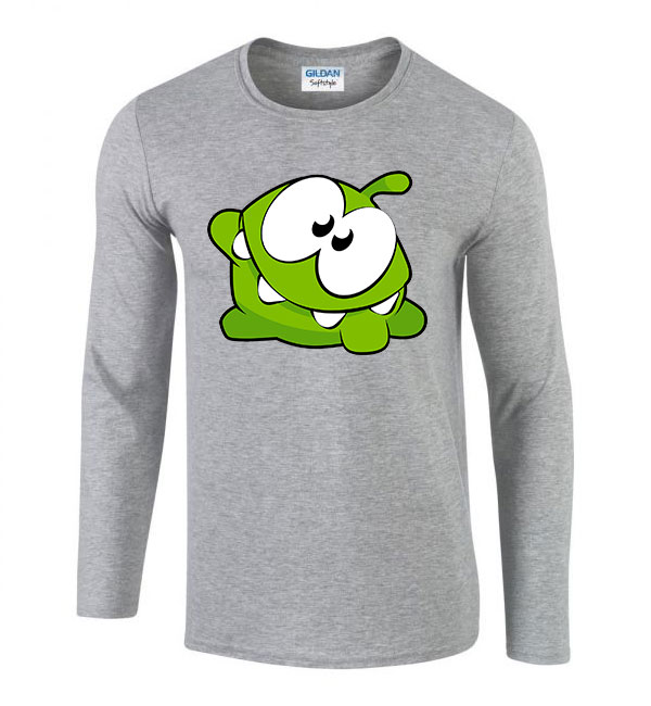 om nom Sportszürke Férfi Hosszú Ujjú Póló