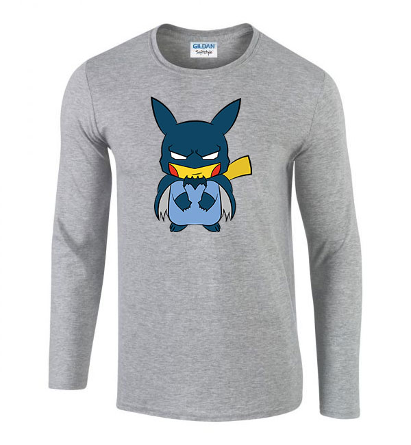 pokemon pikachu Sportszürke Férfi Hosszú Ujjú Póló