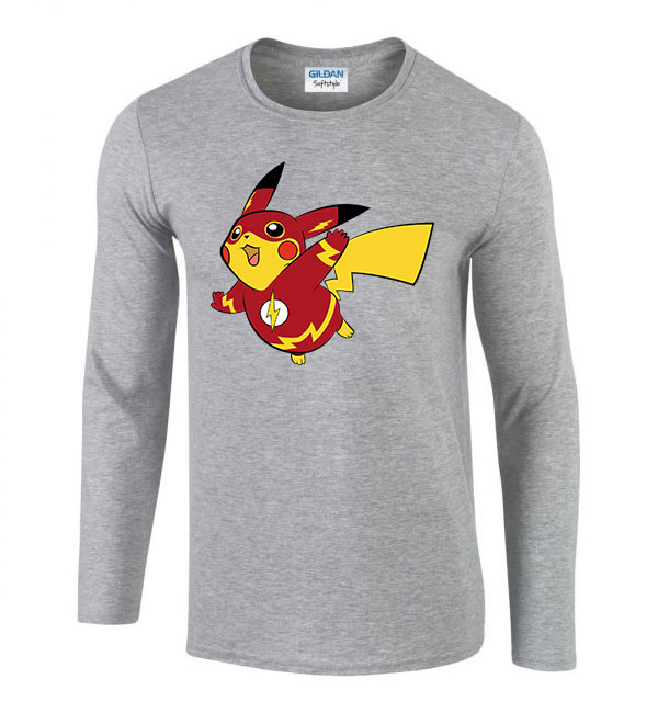 pokemon pikachu Sportszürke Férfi Hosszú Ujjú Póló