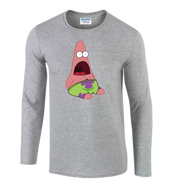spongya bob patrik Sportszürke Férfi Hosszú Ujjú Póló