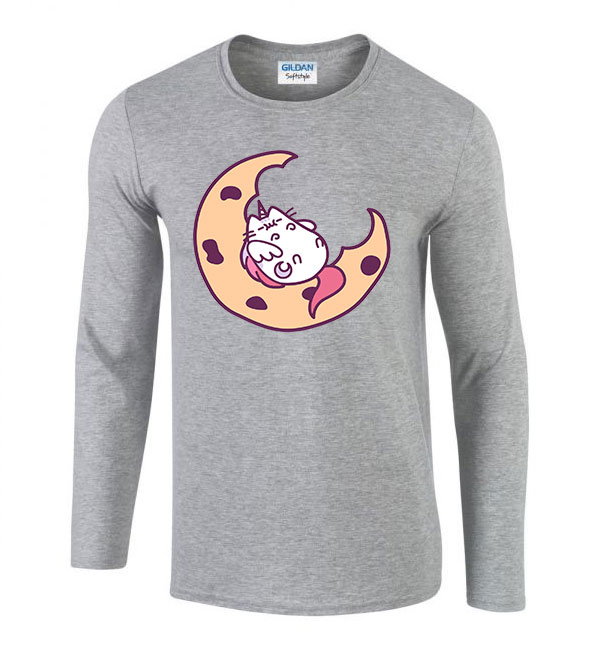 macska macskás cica cicás pusheen unikornis Sportszürke Férfi Hosszú Ujjú Póló