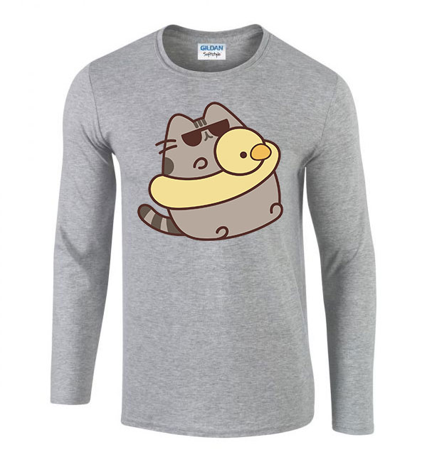 nyár nyaralás szemüveg pusheen macska macskás cica cicás Sportszürke Férfi Hosszú Ujjú Póló