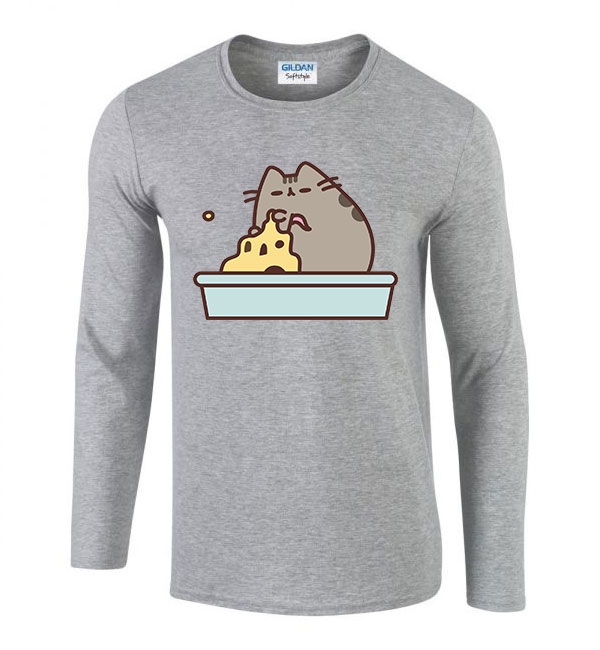 homokvár nyár nyaralás pusheen macska macskás cica cicás Sportszürke Férfi Hosszú Ujjú Póló