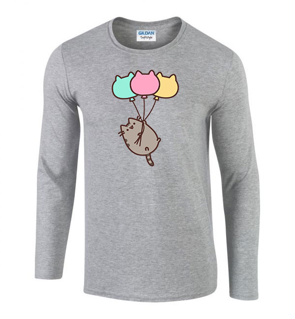 pusheen lufi macska macskás cica cicás Sportszürke Férfi Hosszú Ujjú Póló