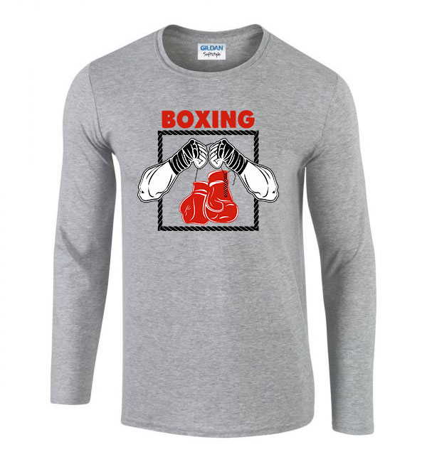 Boxing box Sportszürke Férfi Hosszú Ujjú Póló