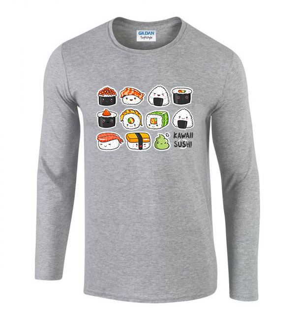 szusi sushi kawaii Sportszürke Férfi Hosszú Ujjú Póló