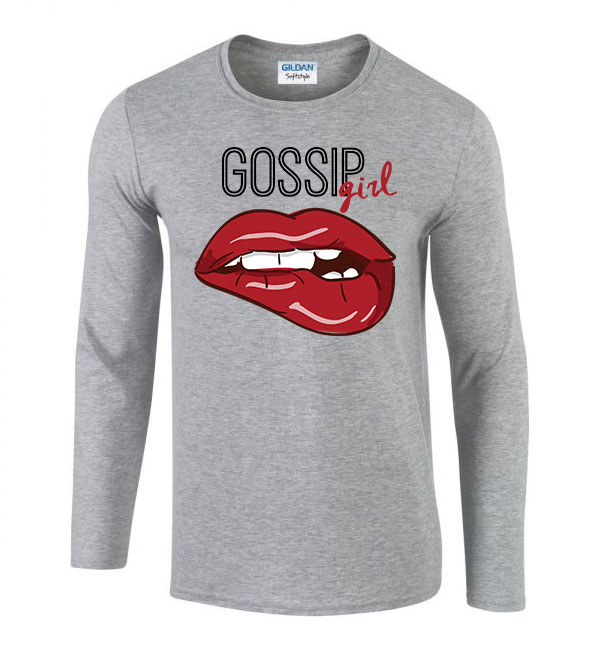gossip girl lips ajak ajkak Sportszürke Férfi Hosszú Ujjú Póló