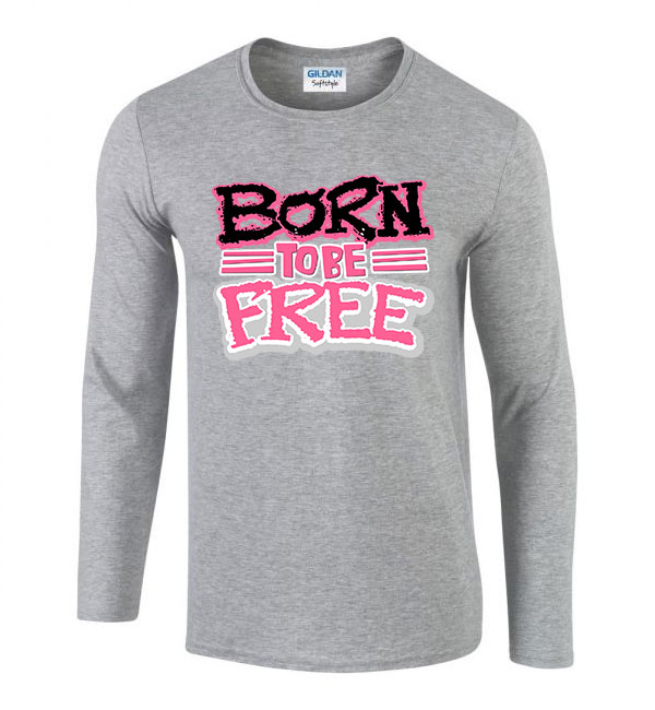Born To Be Free szabadság szabadnak születttem Sportszürke Férfi Hosszú Ujjú Póló