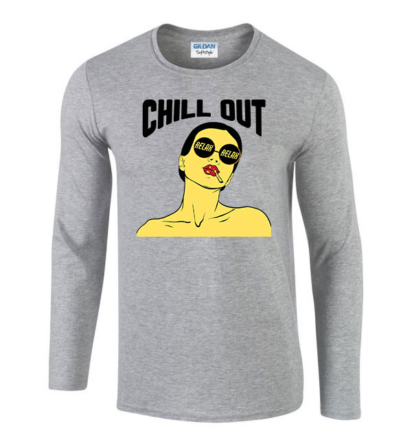 chill out relax girl Sportszürke Férfi Hosszú Ujjú Póló