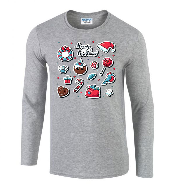 karácsony karácsonyos merry christmas mézeskalács Sportszürke Férfi Hosszú Ujjú Póló
