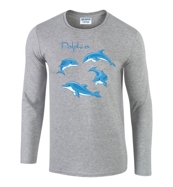 delfin delfines Sportszürke Férfi Hosszú Ujjú Póló
