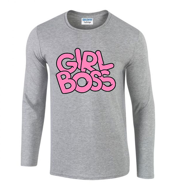 Girl Boss Sportszürke Férfi Hosszú Ujjú Póló